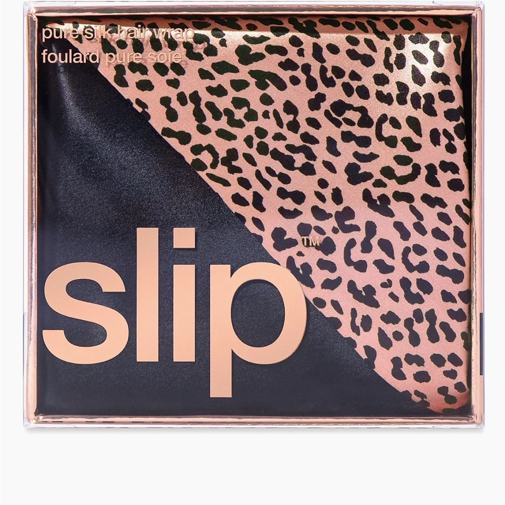 Slip Silk Hair Wrap in Black and beige Animal Print
